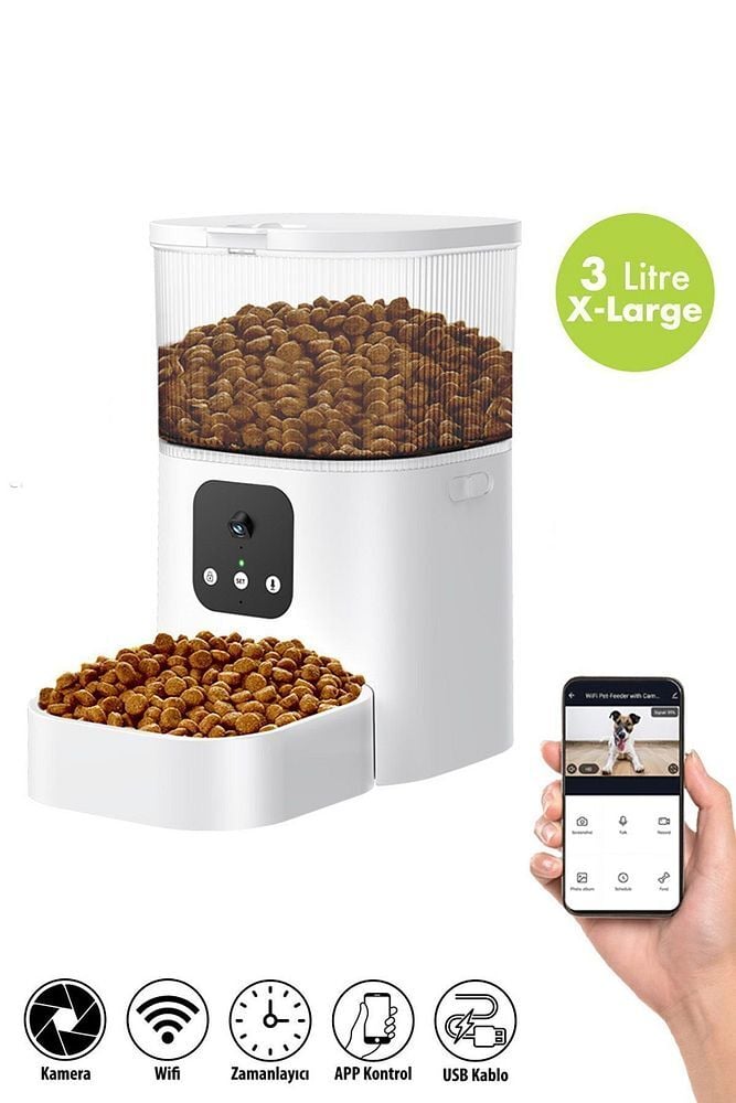 Kiwipets Evcil Hayvan Akıllı Kameralı Multifonksiyon Mama Kabı - Smart Pet Feeder Kpf-10570