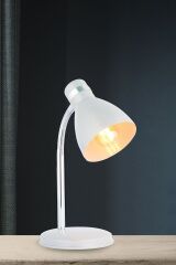 Modern Krom Spiralli Masa Lambası Beyaz