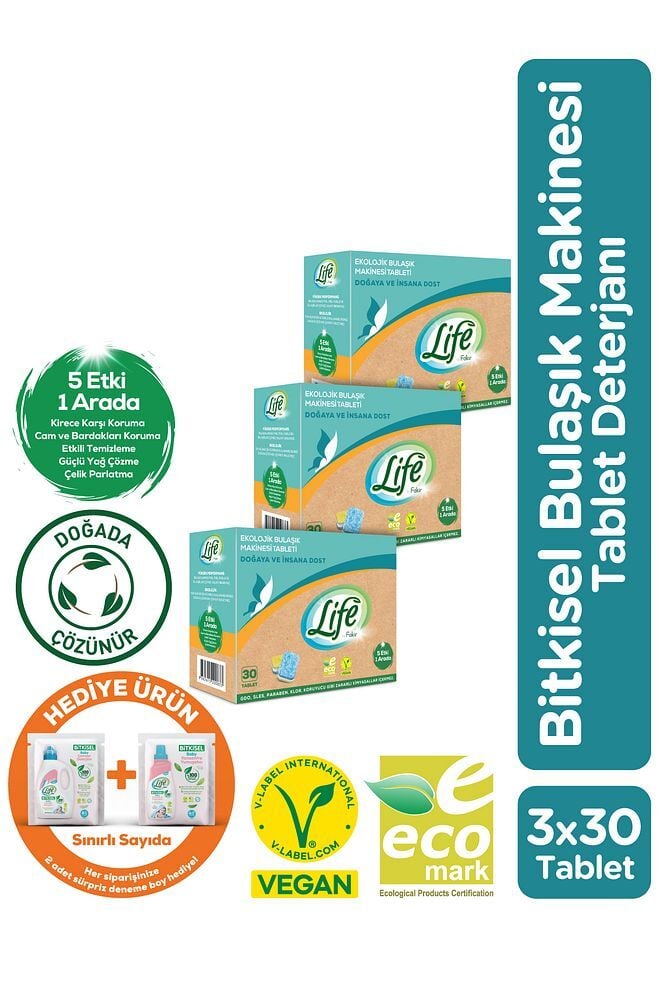 Ekolojik Vegan Bulaşık Makinesi Tableti 30 Lu X 3 Adet