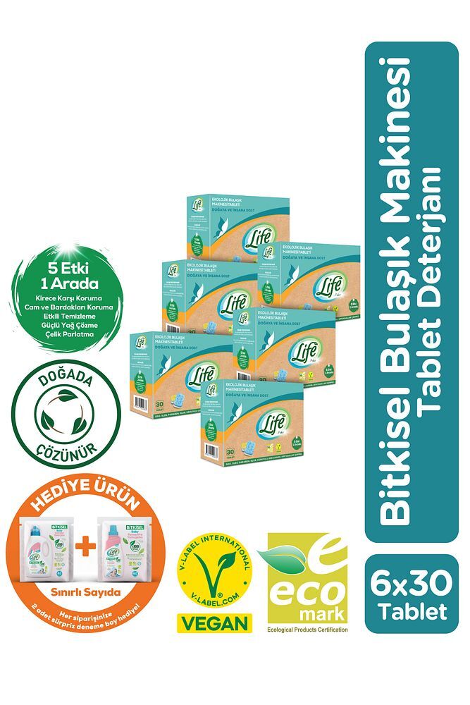 Ekolojik Vegan Bulaşık Makinesi Deterjanı 30 Lu X 6 Adet