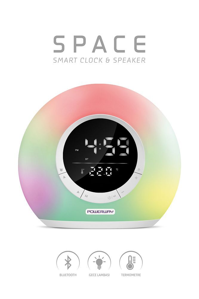 Saat Alarm Usb Aux Müzik Çalar Radyo Gece Lambası Taşınabilir Space Bluetooth Hoparlör