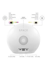 Saat Alarm Usb Aux Müzik Çalar Radyo Gece Lambası Taşınabilir Space Bluetooth Hoparlör