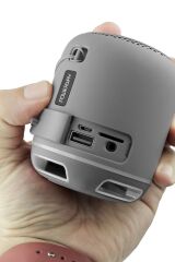 C4 Gümüş Taşınabilir Bluetooth Hoparlör Ses Bombası Yüksek Ses Gücü Sese Duyarlı Led Işık