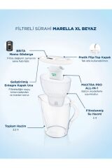 Marella XL 5x Maxtra Pro All-in-1 Filtreli Su Arıtma Sürahisi - Beyaz 3,5 lt