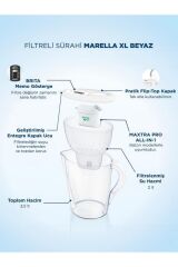 Marella XL 6x Maxtra Pro All-in-1 Filtreli Su Arıtma Sürahisi - Beyaz 3,5 lt