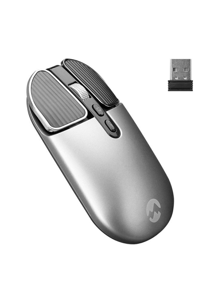 Sm-620 2in1 Bluetooth 2,4ghz Şarjlı Metalik Gri Süper Sessiz Mobil-tv-pc Destekli Kablosuz Mouse