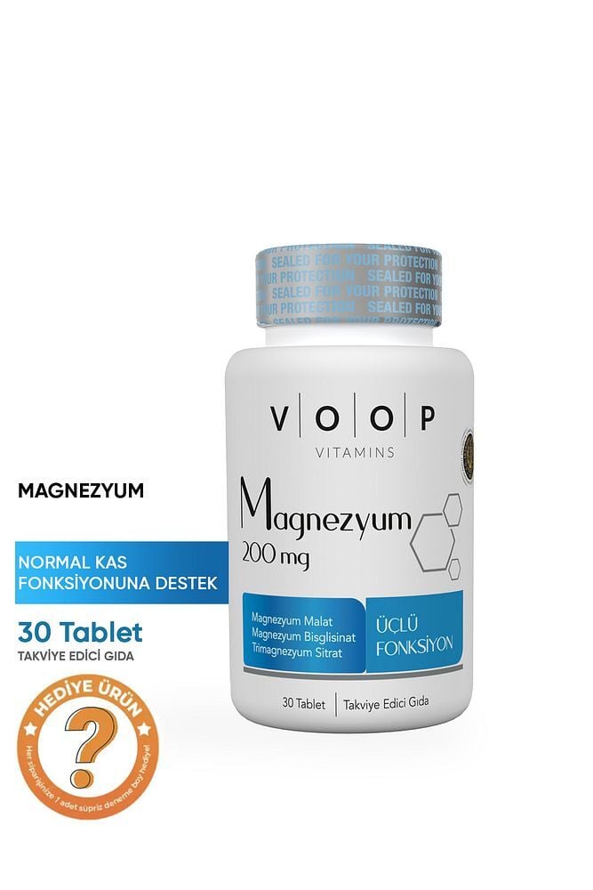 Magnezyum Malat, Sitrat Ve Bisglisinat - 200 Mg | 30 Tablet