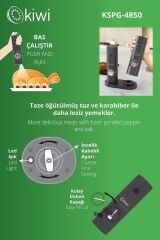 Pilli Işıklı Tuz Karabiber Değirmeni Otomatik Baharat Öğütücü 2li Paket (SİYAH)