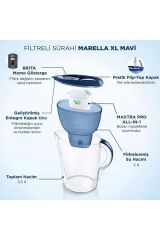 MARELLA XL FİLTRELİ SÜRAHİ PRO-MAVİ 3,5 LT
