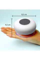 Su Geçirmez Mini Bluetooth Duş Hoparlörü (BEYAZ)