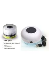 Su Geçirmez Mini Bluetooth Duş Hoparlörü (BEYAZ)