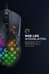 SMX-R66 ROCKET Ultra Hafif Siyah RGB Ledli 12000dpi Gaming Oyuncu Mouse Modern Tasarım 431550