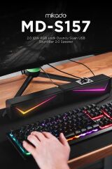 MD-S157 2.0 10W RGB Ledli Oyuncu Siyah USB SoundBar 2.0 Speaker