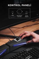 MD-S157 2.0 10W RGB Ledli Oyuncu Siyah USB SoundBar 2.0 Speaker