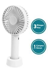 Şarj Edilebilir Mini El Fanı Beyaz HFF-01
