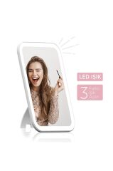 Psc20 Şarjlı Led Işıklı Makyaj Aynası Beyaz