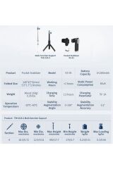 Vk-2w Mobil Gimbal + Çok Fonksiyonlu Masa Üstü Tripod Seti Beyaz