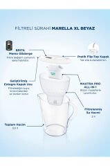 Marella XL 1x Maxtra Pro All-In-1 Filtreli Su Arıtma Sürahisi - Beyaz 3,5 lt