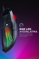 Tsrmx SCORE Usb Siyah 10000 Dpi RGB Gaming Oyuncu Mouse Star Collection 997516