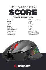 Tsrmx SCORE Usb Siyah 10000 Dpi RGB Gaming Oyuncu Mouse Star Collection 997516