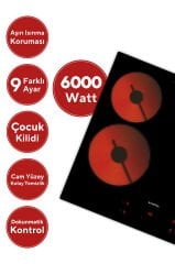 HV6-04T Vitroseramik Elektrikli Cam Ankastre Ocak - Siyah