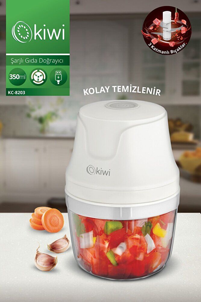 Kc8203 3 Bıçaklı 350 ML Şarjlı Gıda Doğrayıcı Blender
