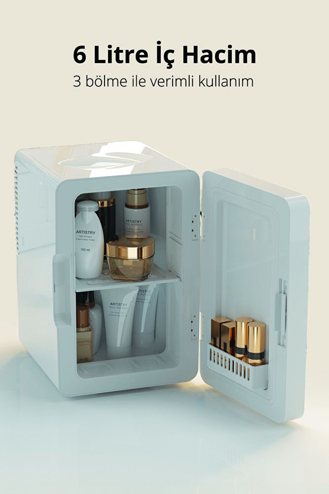 Krf-2505 Led Işıklı Taşınabilir Soğuk - Sıcak Ayarlı Kozmetik Mini Buzdolabı