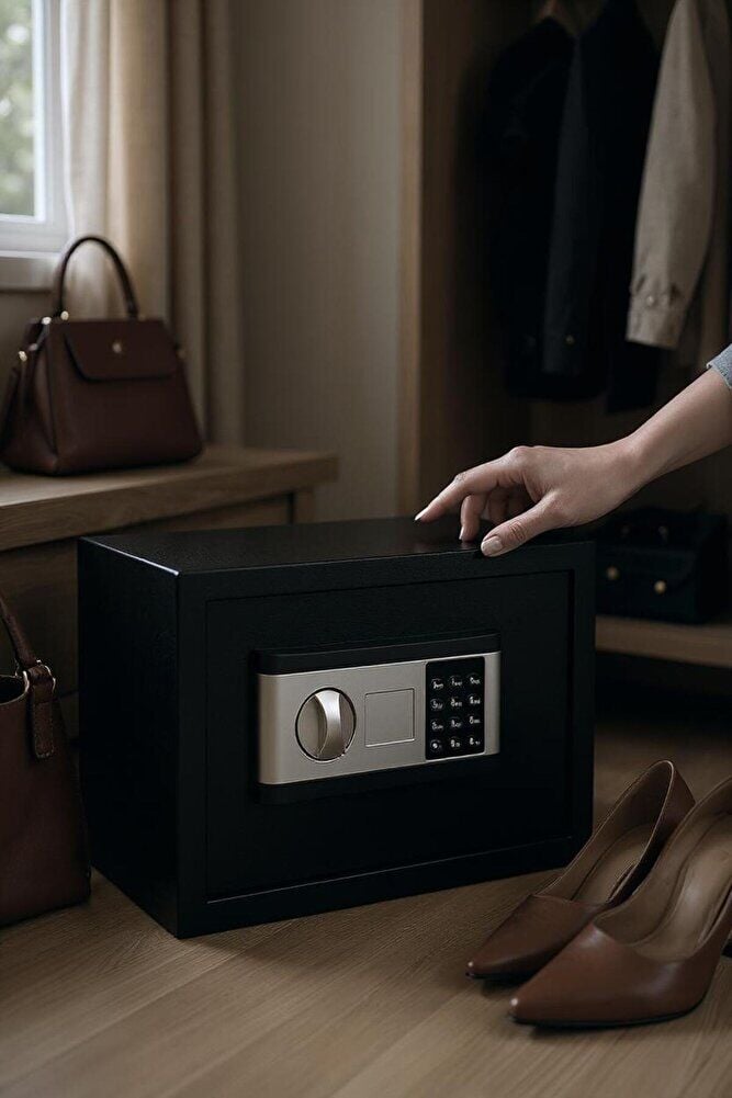 Dijital Güvenlik Kasası - Q235B Karbon Çelik Gövde (350x250x250 mm) | Şifreli + Anahtarlı