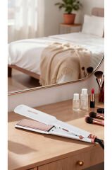 Ahs-2033 Beyaz Geniş Seramik Kaplamalı Güçlü Saç Düzleştirici (40mm*120mm)