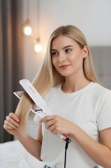 Ahs-2033 Beyaz Geniş Seramik Kaplamalı Güçlü Saç Düzleştirici (40mm*120mm)