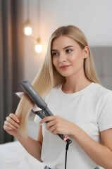 Ahs-2033 Siyah Geniş Seramik Kaplamalı Güçlü Saç Düzleştirici (40mm*120mm )