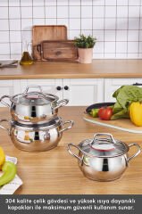 Emirgan Indüksiyon Tabanlı 6 Parça Çelik Sahan Set