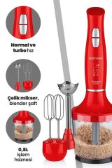 Yasemin 1000 Watt Sessiz Hız Ayarlı 3 In 1 Doğrama Karıştırma Blender Seti Kırmızı