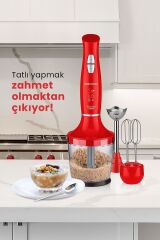 Yasemin 1000 Watt Sessiz Hız Ayarlı 3 In 1 Doğrama Karıştırma Blender Seti Kırmızı