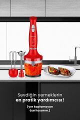 Yasemin 1000 Watt Sessiz Hız Ayarlı 3 In 1 Doğrama Karıştırma Blender Seti Kırmızı