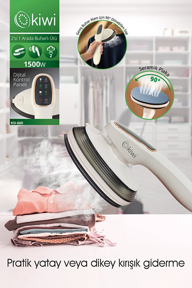 Ksı-660 2'si 1 Arada Buharlı Ütü – 1500W Güçlü, LED Ekranlı, 90° Dönebilen Saplı