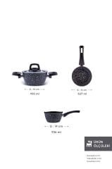 Bio Granit Blue Stone Mini 5 Parça Tencere ve Tava Seti