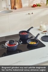 Bio Granit Blue Stone Mini 5 Parça Tencere ve Tava Seti