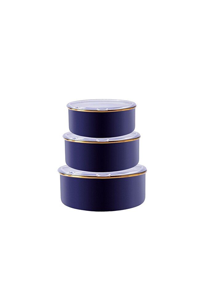 Piraye Emaye 3'lü Saklama Kabı Lacivert