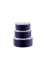 Piraye Emaye 3'lü Saklama Kabı Lacivert