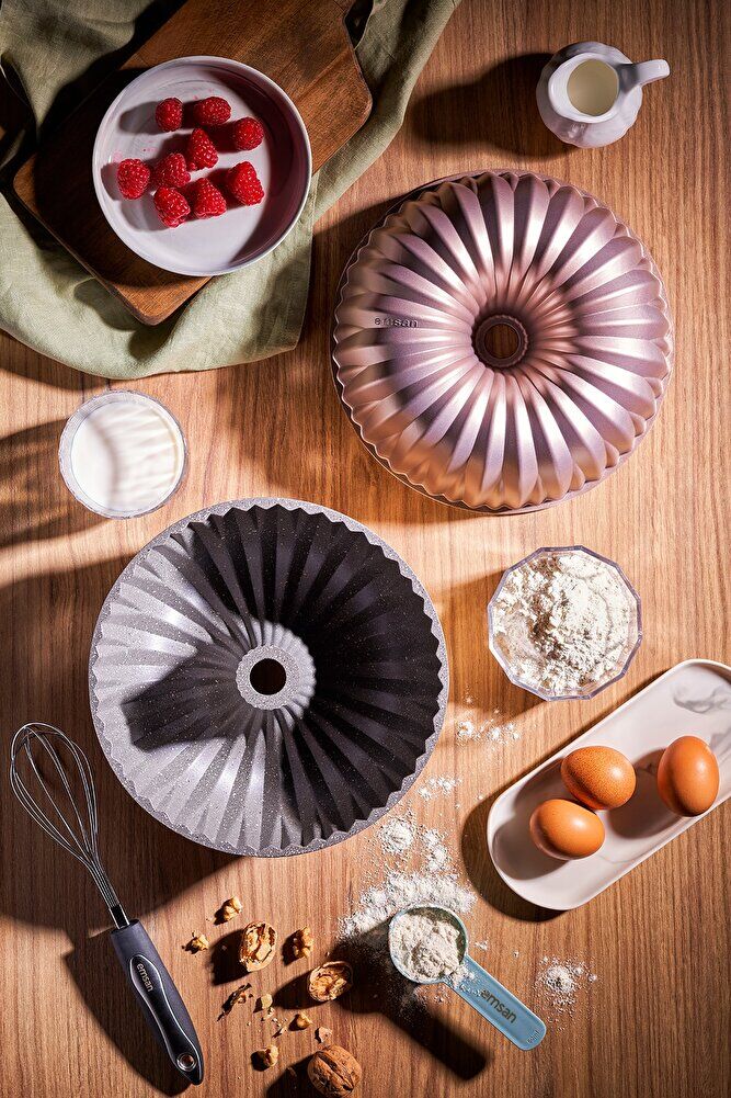 Griss Hardstone Döküm Kek Kalıbı Golden Pink 24 Cm