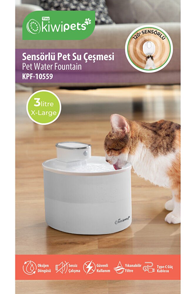 Pets Sensörlü Kedi Köpek Su Pınarı 1 Metre Algılama Mesafeli Kpf-10559
