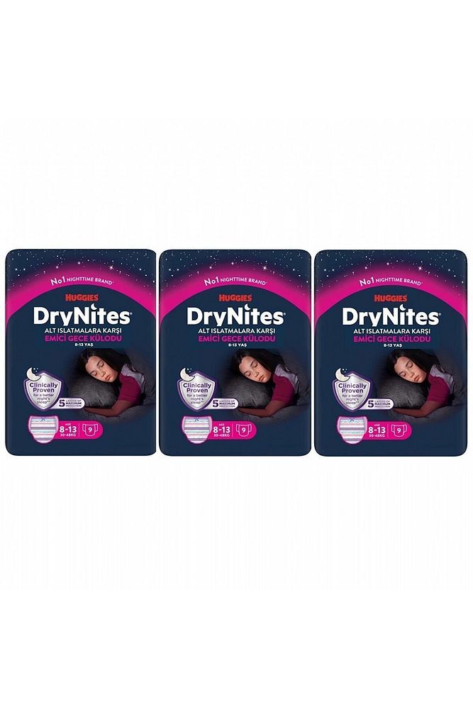 Drynites 9'lu Gece Külodu Büyük Kız - 3 'lü Paket