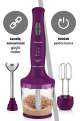 Yasemin 1000 Watt Sessiz Hız Ayarlı 3 In 1 Doğrama Karıştırma Blender Seti Mor