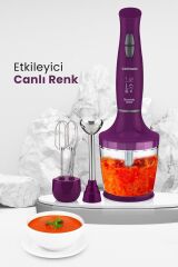 Yasemin 1000 Watt Sessiz Hız Ayarlı 3 In 1 Doğrama Karıştırma Blender Seti Mor