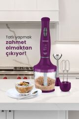 Yasemin 1000 Watt Sessiz Hız Ayarlı 3 In 1 Doğrama Karıştırma Blender Seti Mor