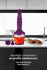 Yasemin 1000 Watt Sessiz Hız Ayarlı 3 In 1 Doğrama Karıştırma Blender Seti Mor