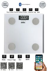 SBS-4467 Bluetooth Dijital Yağ Su Kas Vücut Kitle Endeksi Kilo Ölçer Tartı Baskül