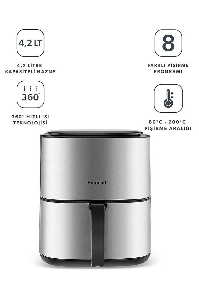 Airfryday 2506h 8 Farklı Program 4,2 Litre Inox Airfryer