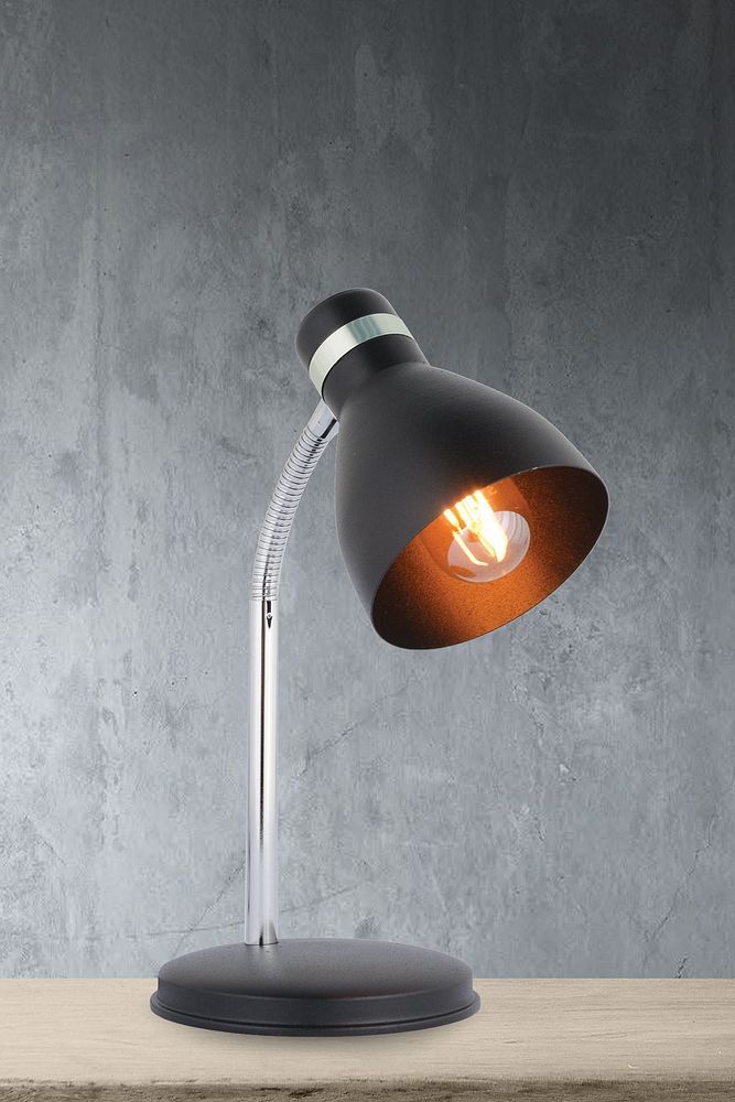 Modern Krom Spiralli Masa Lambası Siyah